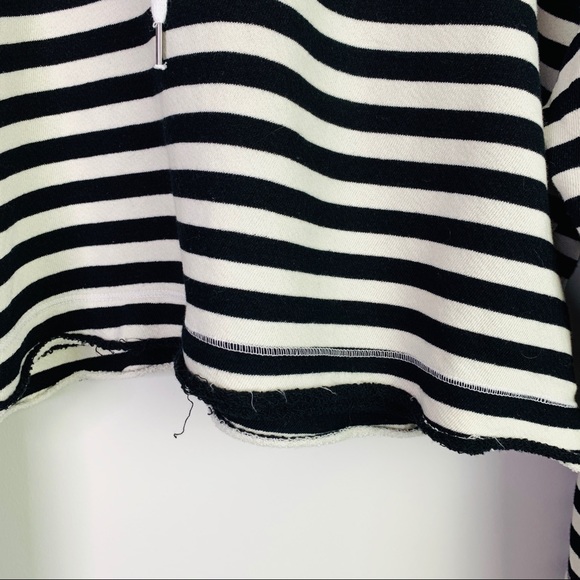 splendid striped crop distressed hoodie sweatshirt - Picture 5 of 8